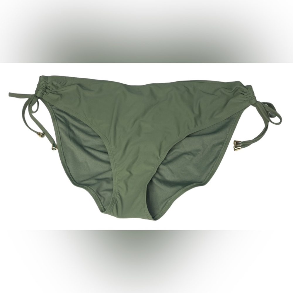 Time and Tru Women’s 3X Swimsuit Bottom Olive Night Ruched Tie Mid Rise New Tags